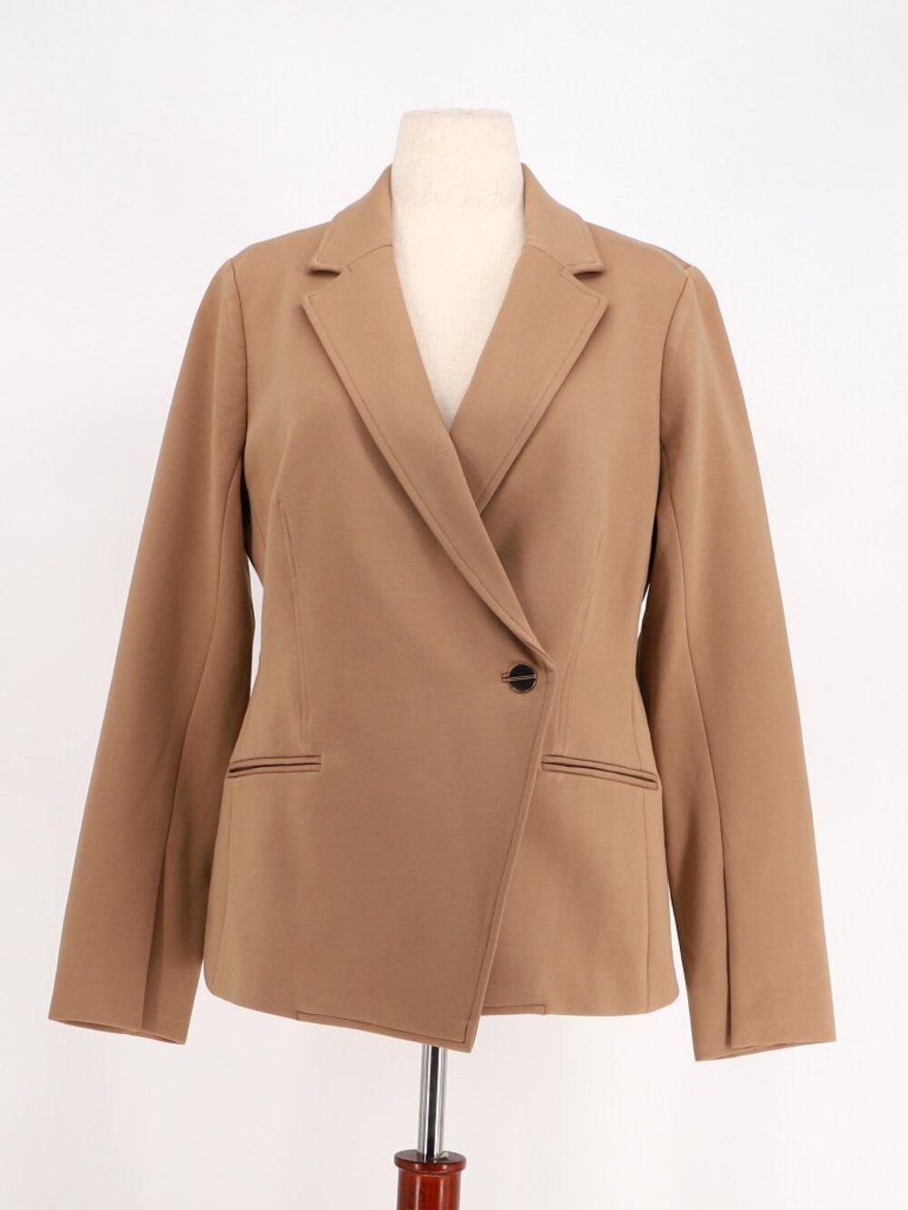 SPANX Perfect Asymmetrical Tailored BLAZER in Toffee Stretch Ponte Size L